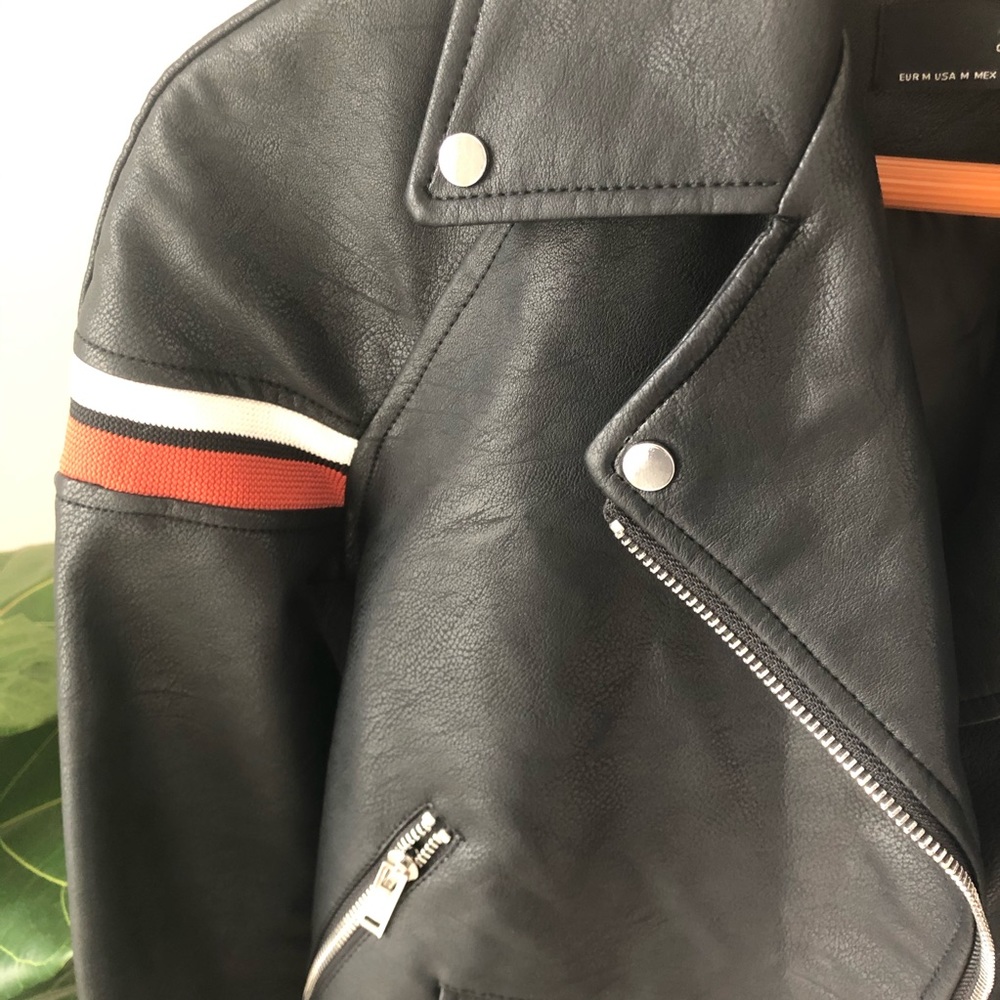 Zara Faux Leather Bomber Jacket - Picture 3 of 4